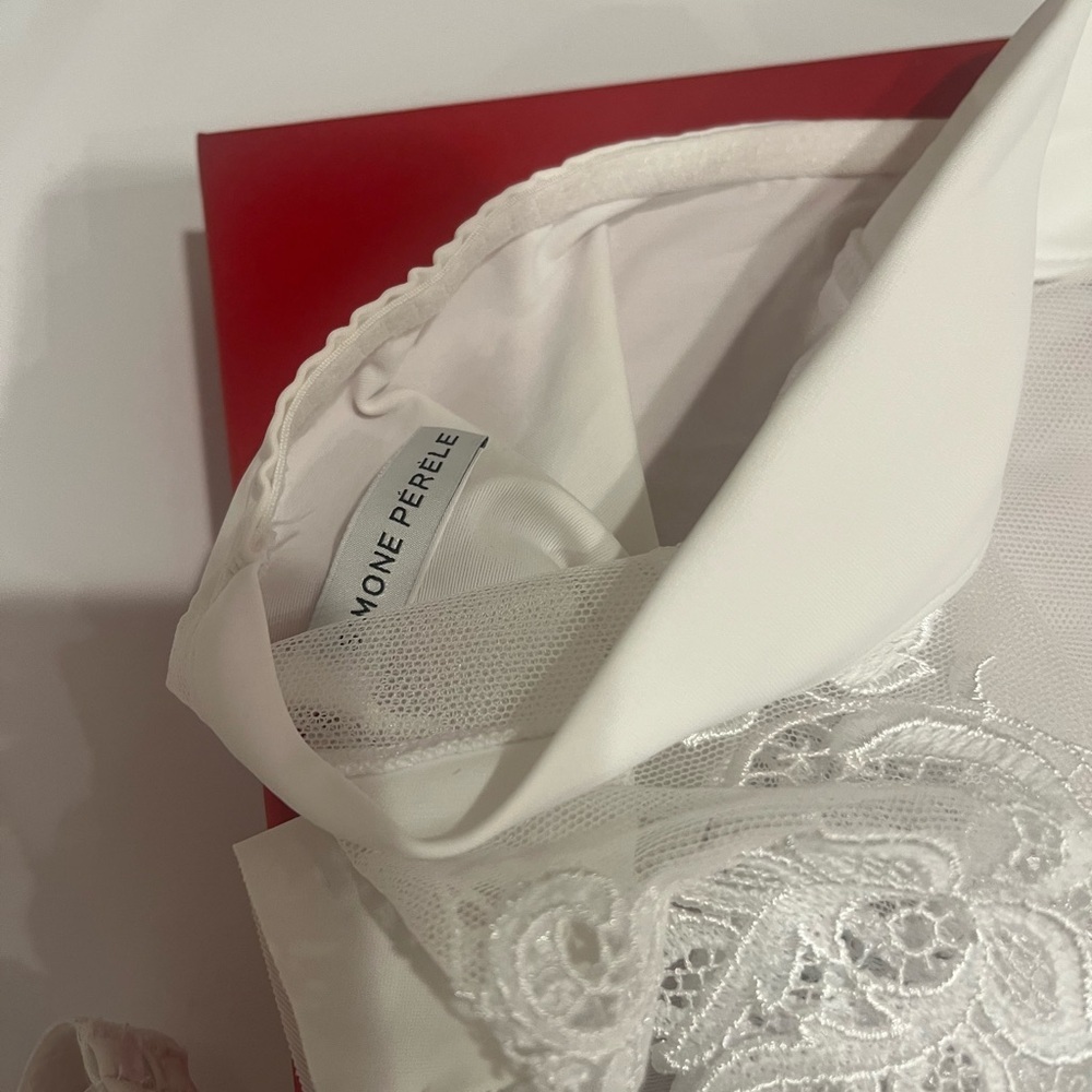 Simone Perele White Lace bra and Matching Brief bra 36 C panties L - Picture 10 of 14